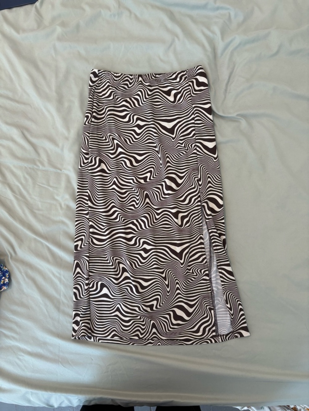 Divided Black and White Zebra-Pattern Midi Skirt